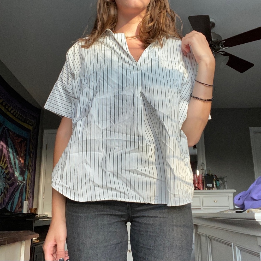 Madewell striped button up top 🤍